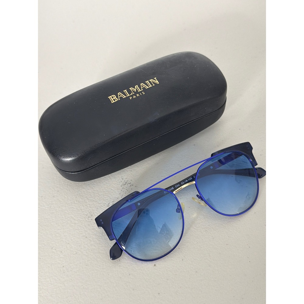 Balmain BL2533B Blue Gold Aviator Sunglasses Made in France C04 53-18-145